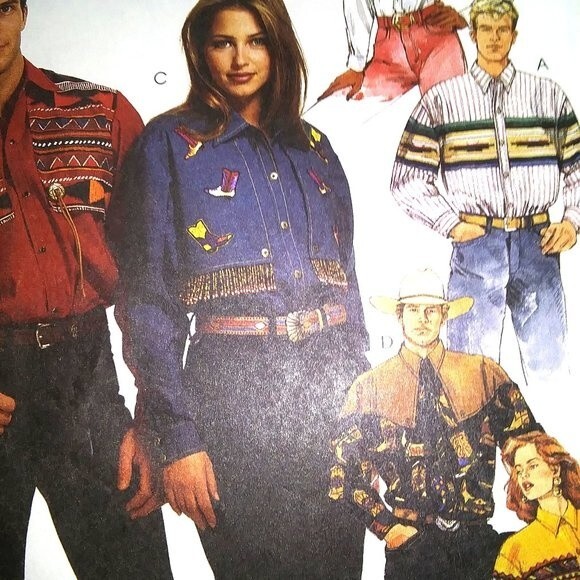 Western Shirt Sewing Pattern 1993 Vintage - Picture 1 of 5